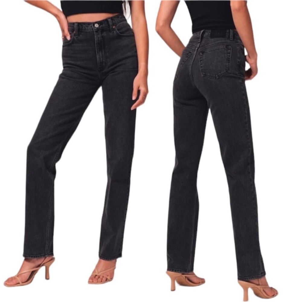 Abercrombie Ultra High Rise 90s Straight Jean Black